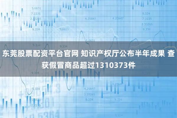 东莞股票配资平台官网 知识产权厅公布半年成果 查获假冒商品超过1310373件